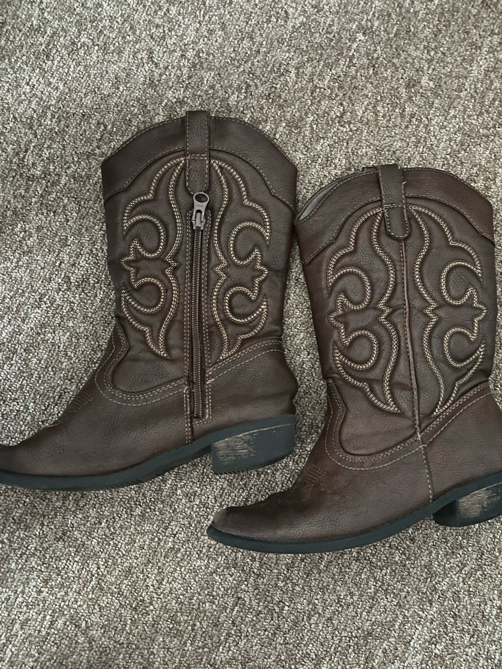 Target Dark Brown Western Zip-Up Heeled Boots
